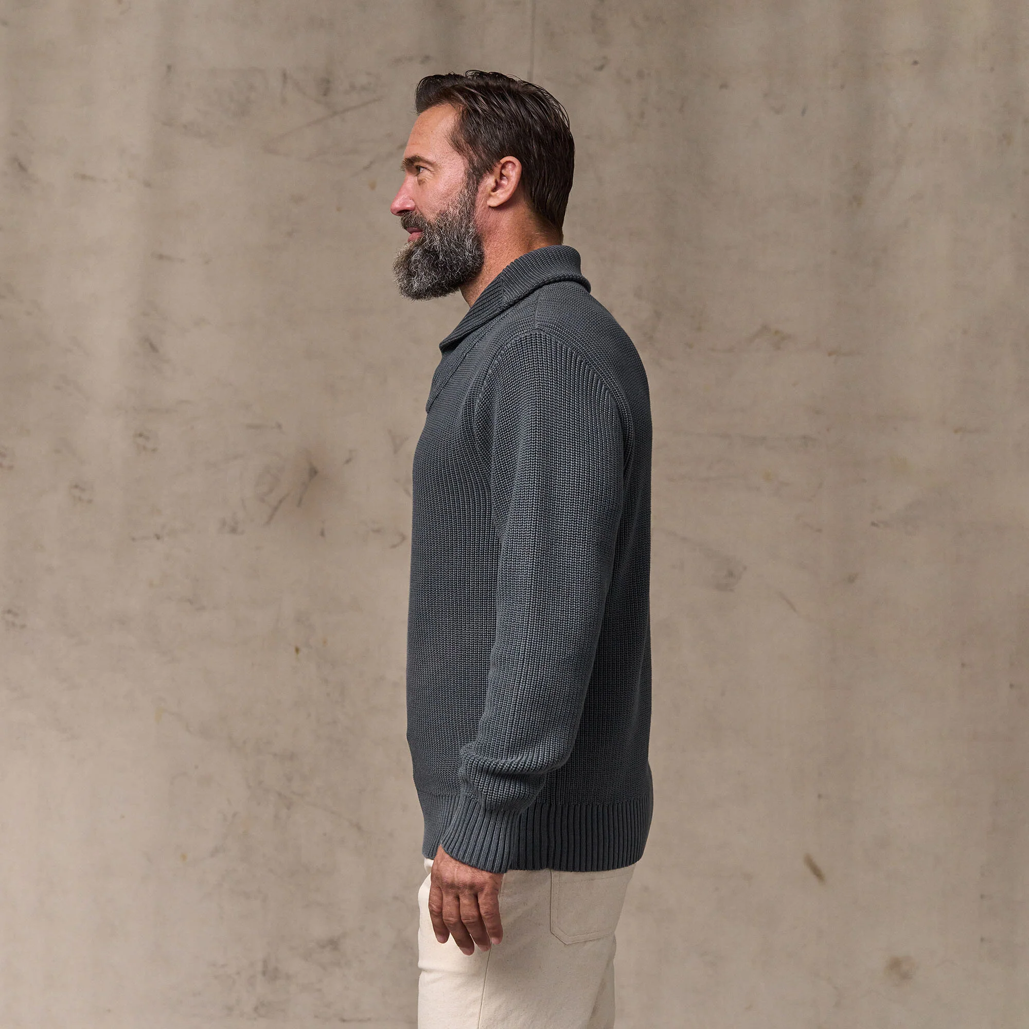 VINTAGE COTTON SHAWL NECK SWEATER - Image 6